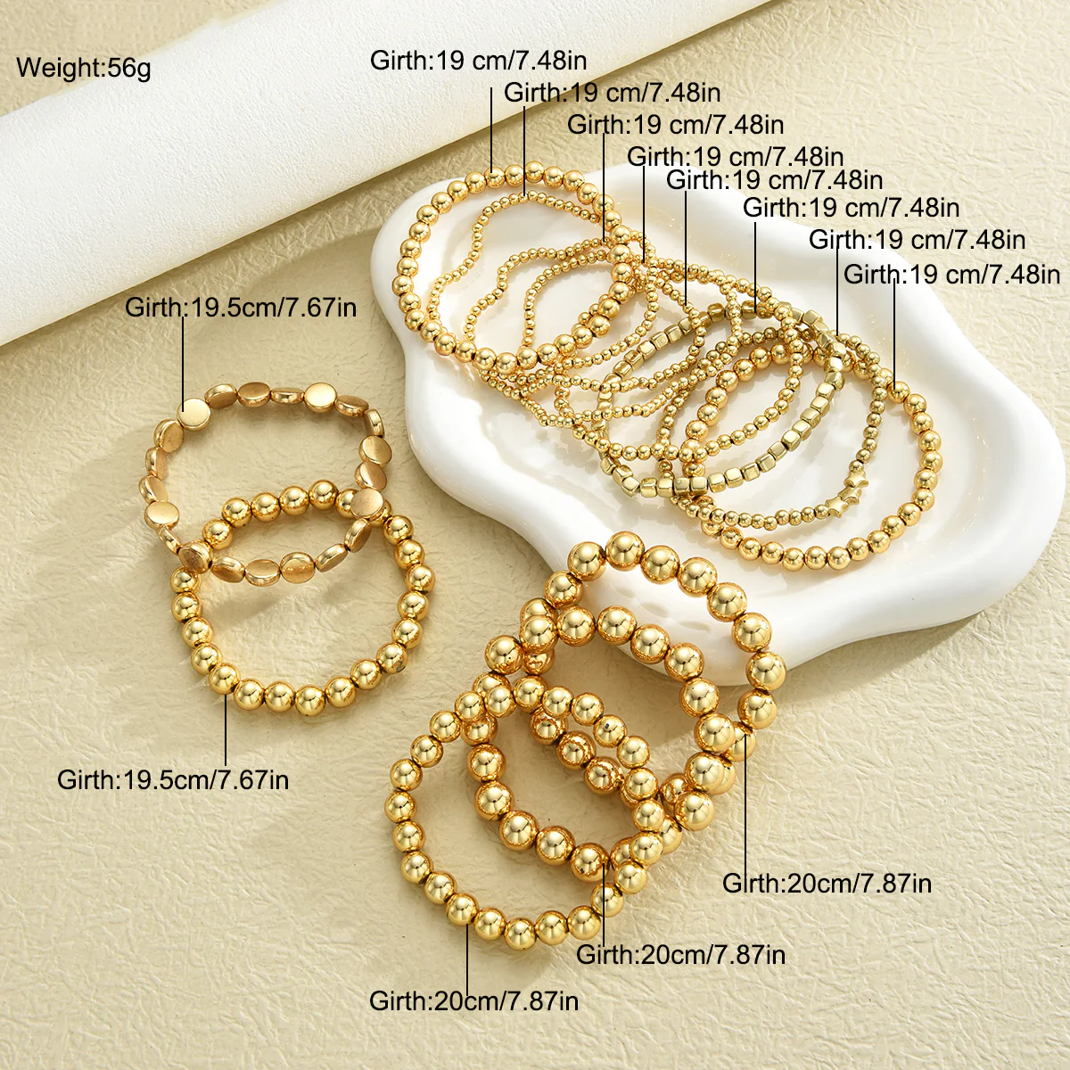 13pc Vintage CCB Beaded Bracelet Set - Image 3
