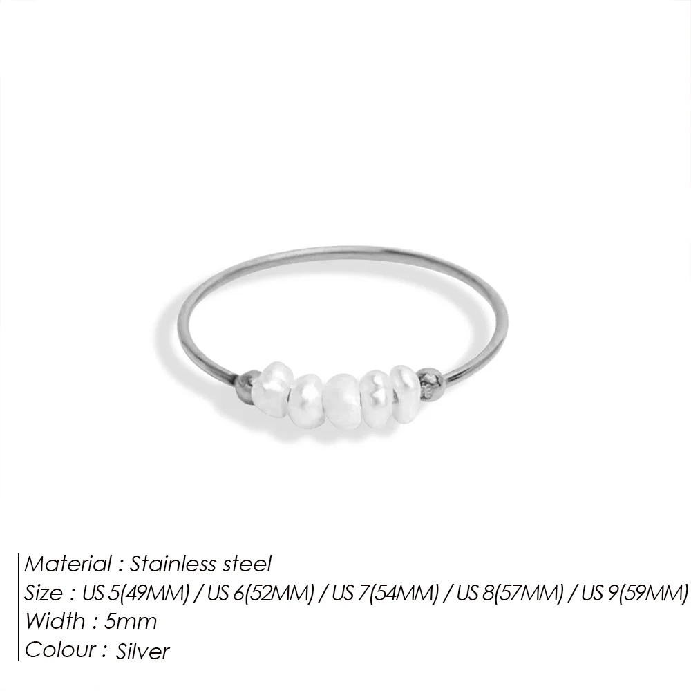 18k Gold Pearl Beaded Stacking Ring - Image 2