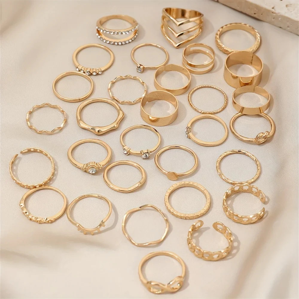 28pc Gold Tone Midi & Statement Ring Set - Image 2