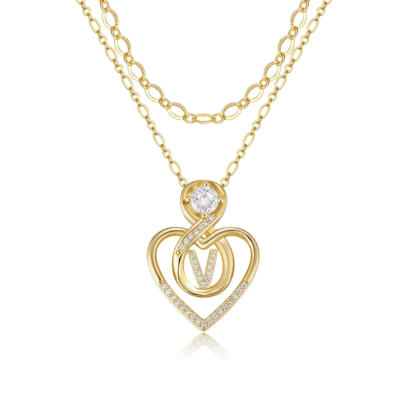 2pc 14k Initial Infinity Heart Necklace Set - Image 8