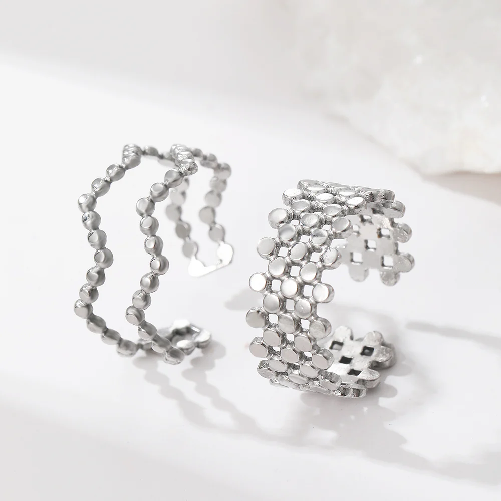 2pc Gold Beaded Adjustable Ring Set - Image 4