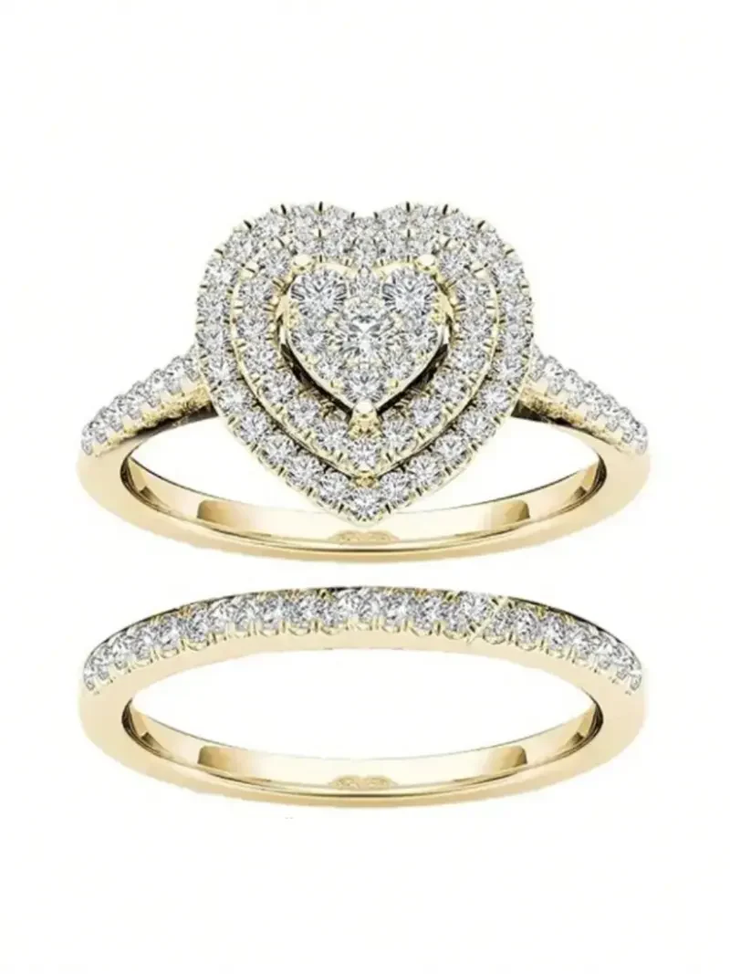 2pc Rhinestone Heart Ring Set - Image 4