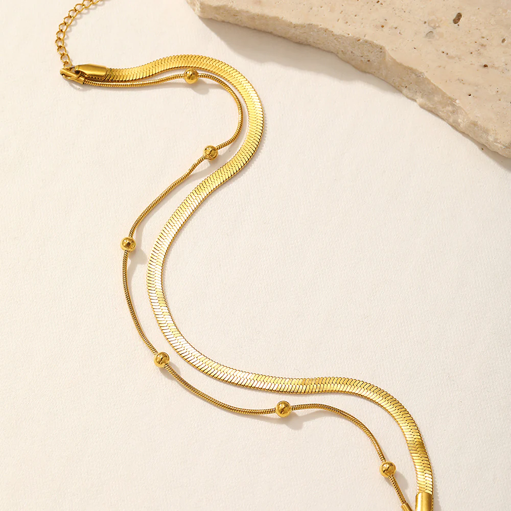 2pc Sleek Gold Layered Anklet Set - Image 5
