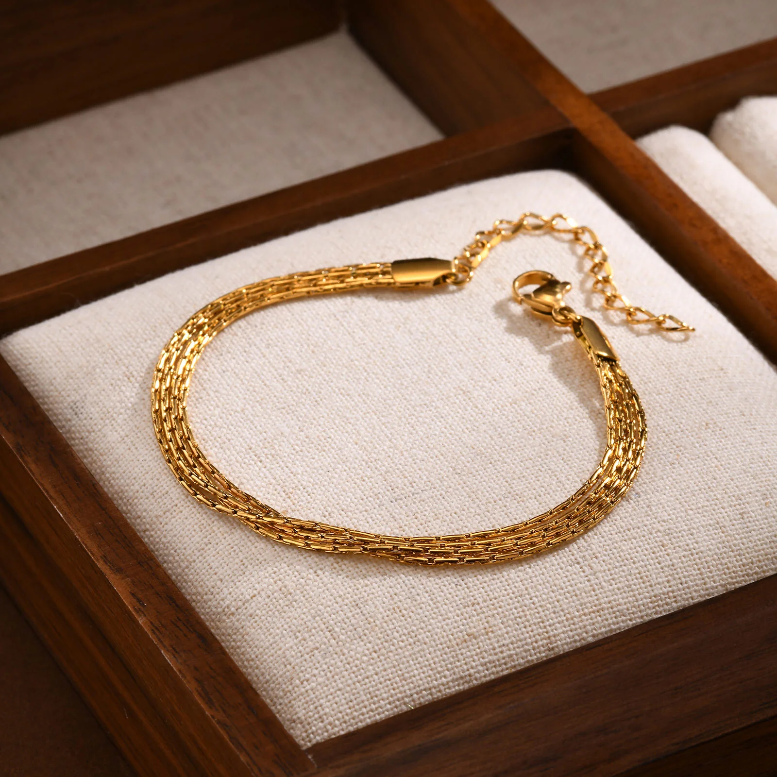 3-Layer Dainty Gold Chain Bracelet - Image 2