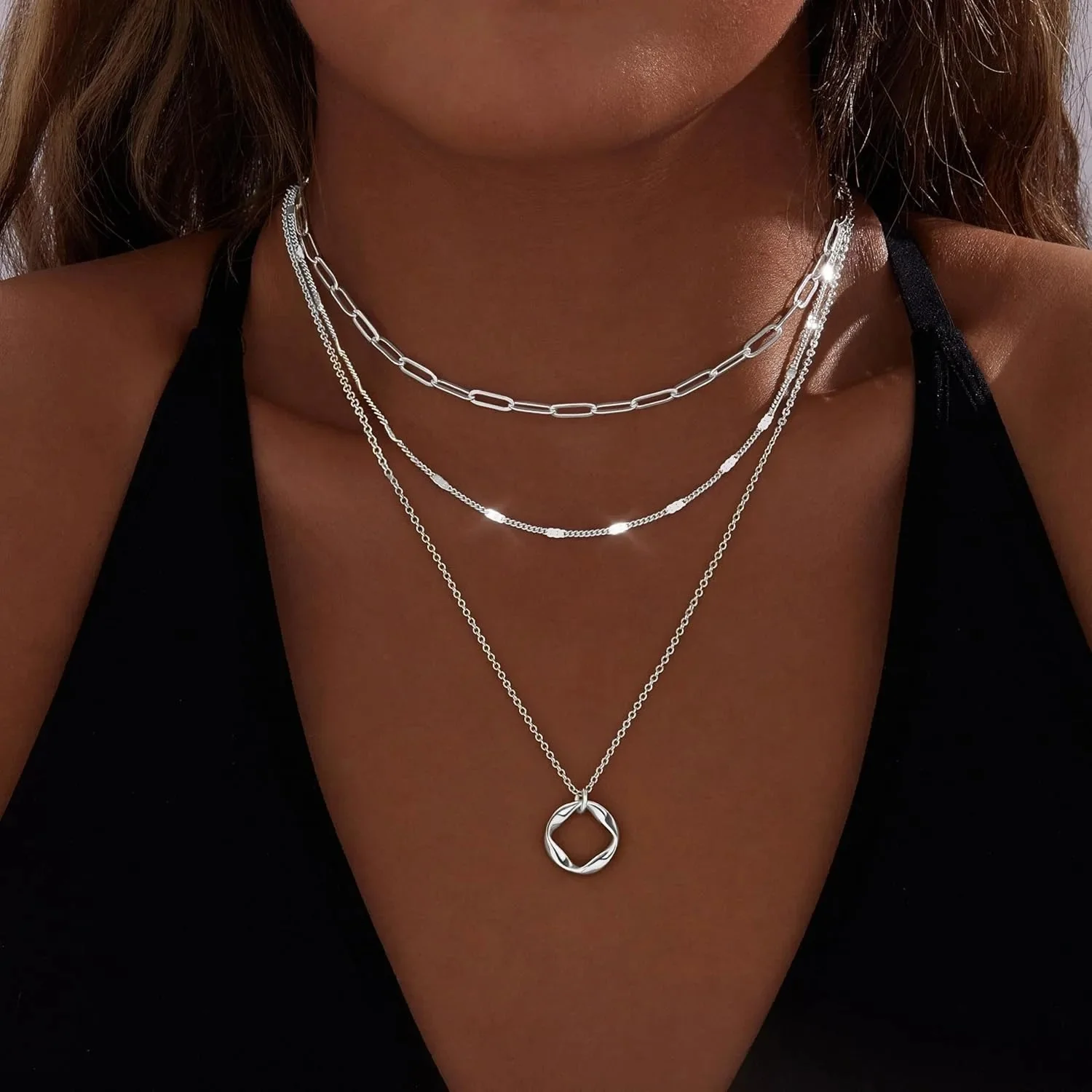 3pc 14k Geometric Necklace Set - Image 2