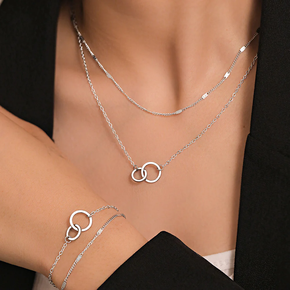 3pc Interlocking Circle Jewelry Set - Image 2