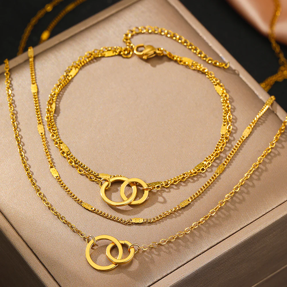 3pc Interlocking Circle Jewelry Set - Image 3