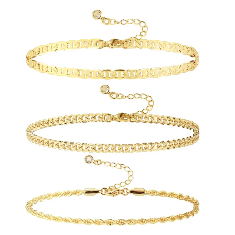3pc Layered Ankle Bracelets - Image 2