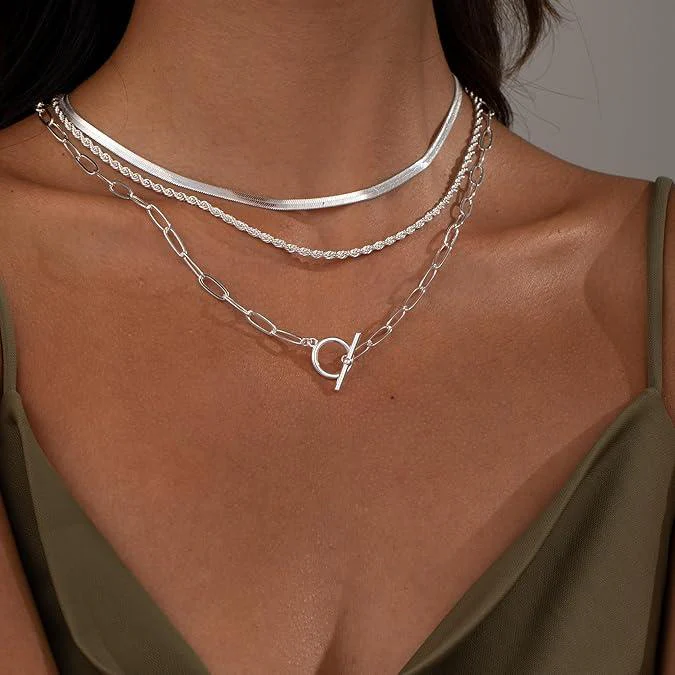 3pc Layered Toggle Necklace Set - Image 2