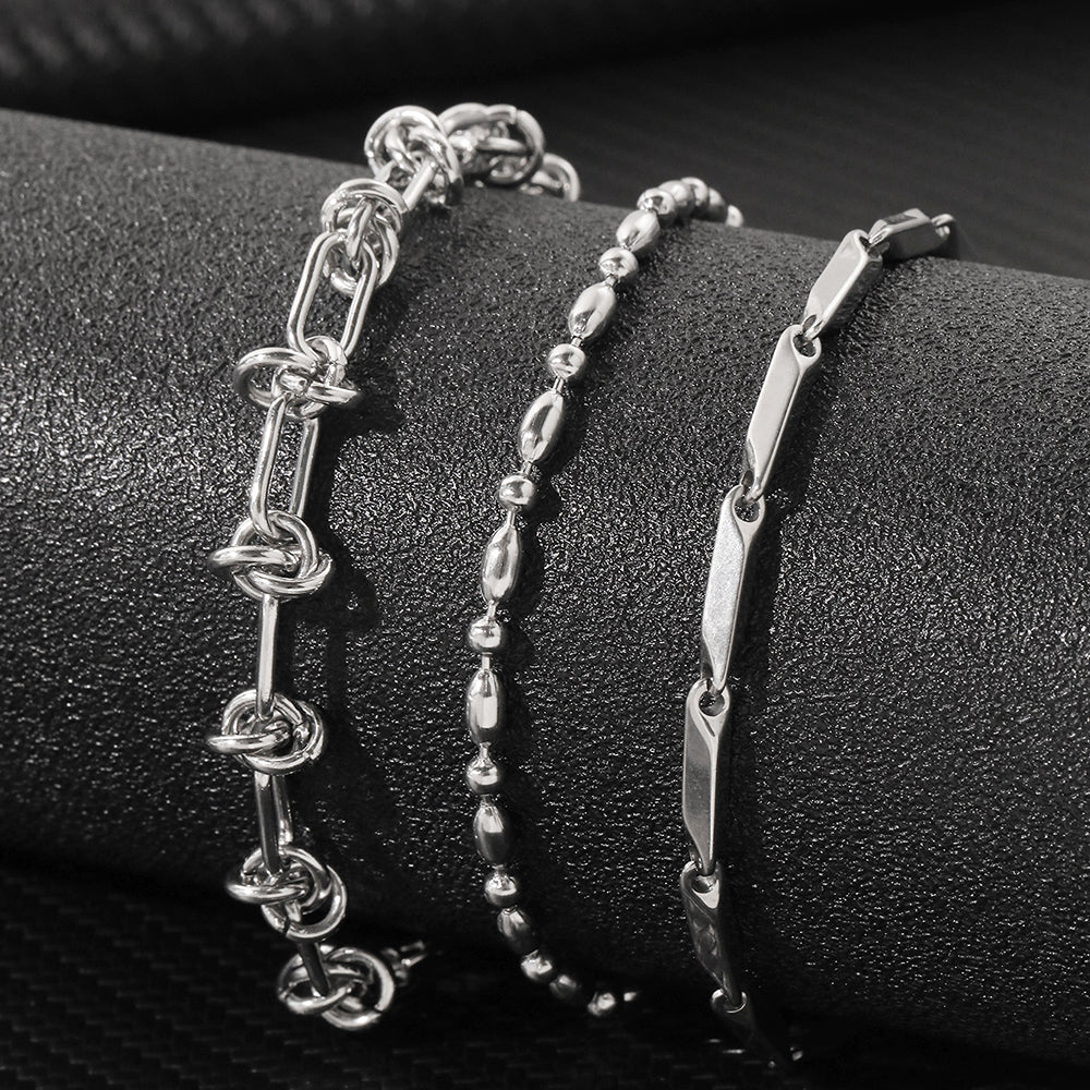3pc Textured Chain Bracelet Set - Image 3