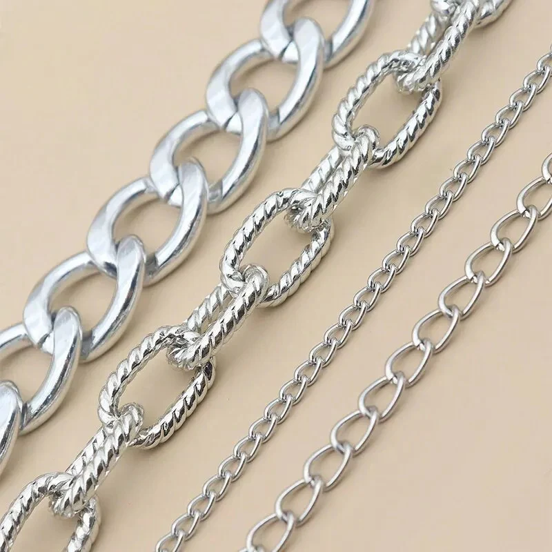 4pc Chunky Link Chain Bracelet Stack - Image 4