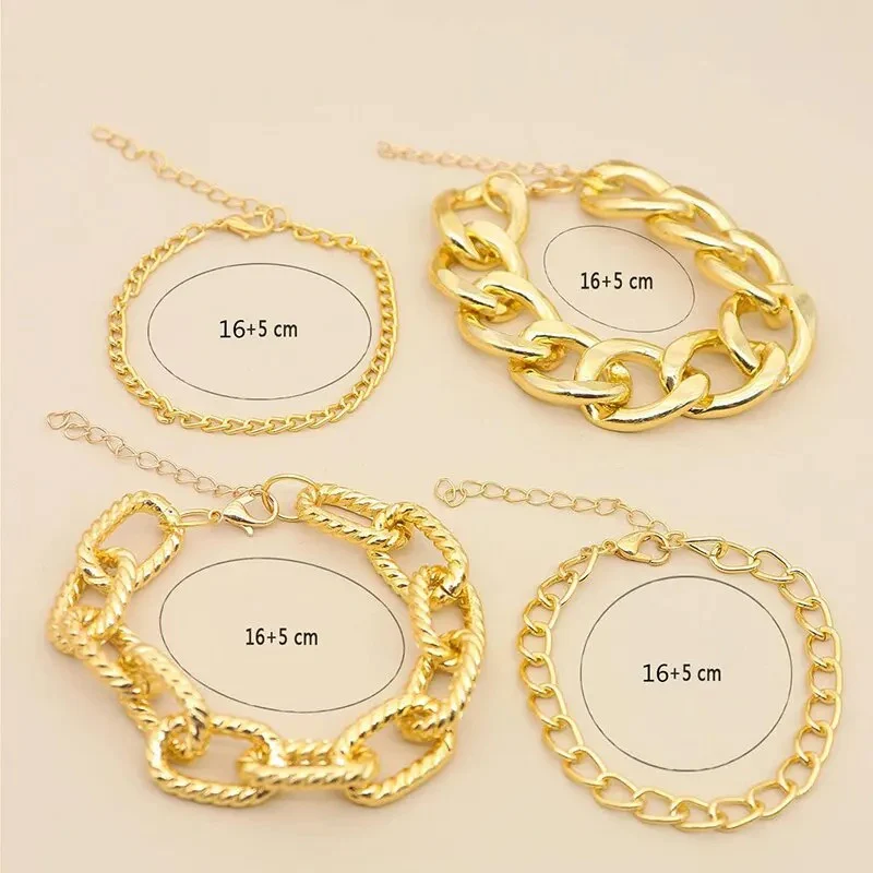 4pc Chunky Link Chain Bracelet Stack - Image 6