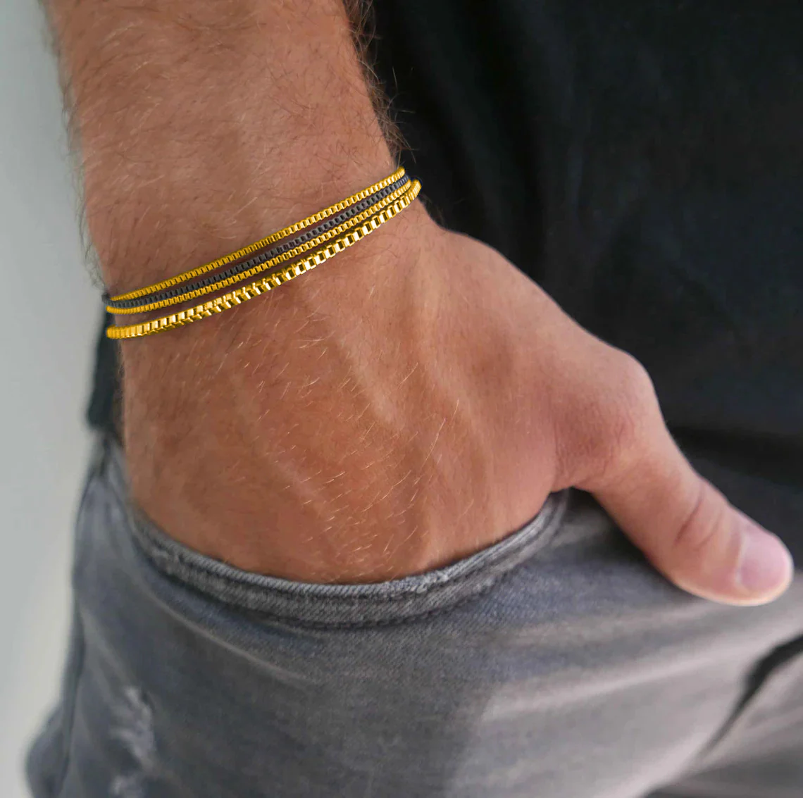 4pc Vintage Stainless Steel Bracelet Set