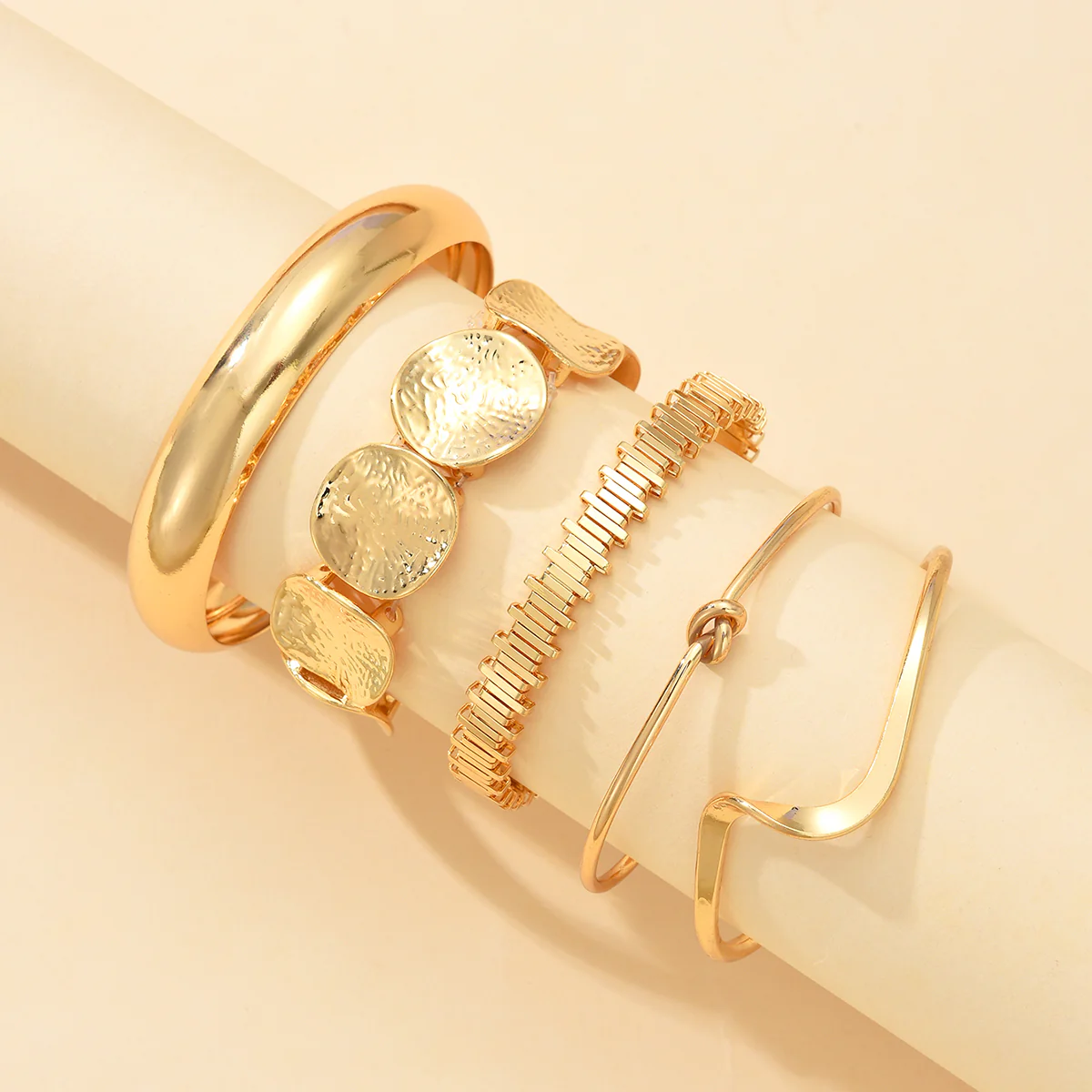 5pc Geometric Knot Cuff Bracelet Set - Image 2
