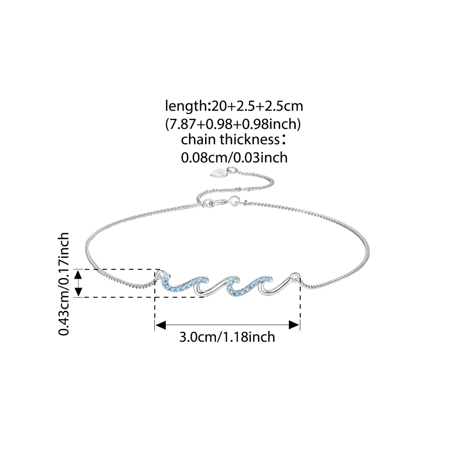 925 Silver Wave Anklet - Image 3