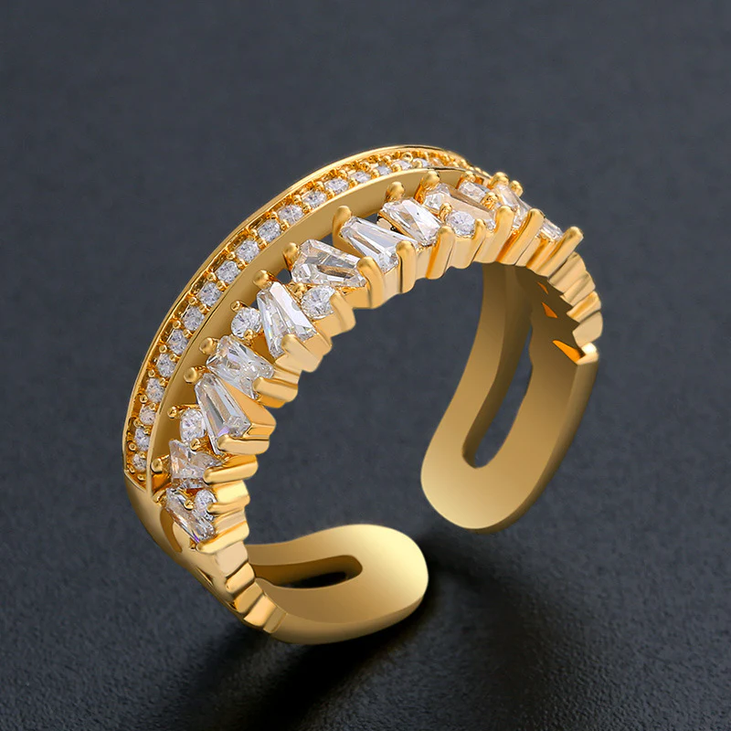 Adjustable Baguette CZ Statement Ring - Image 3