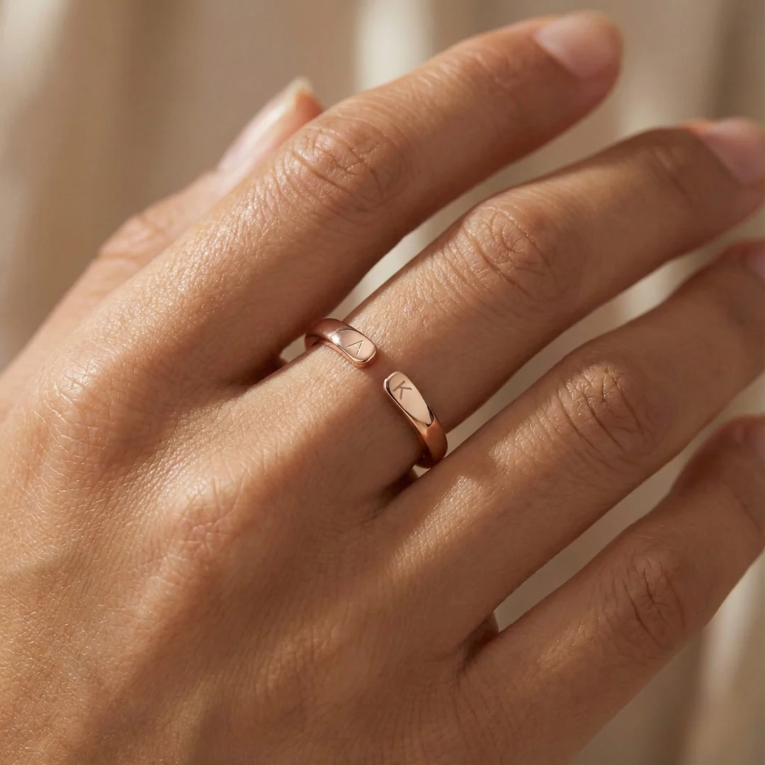 Adjustable Dainty Initial Ring