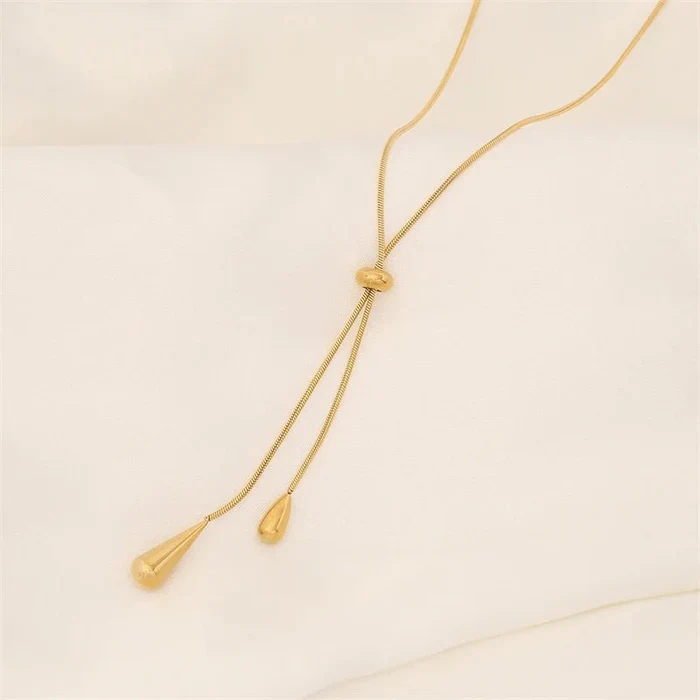 Adjustable Pull Droplet Necklace and Earrings - Image 3