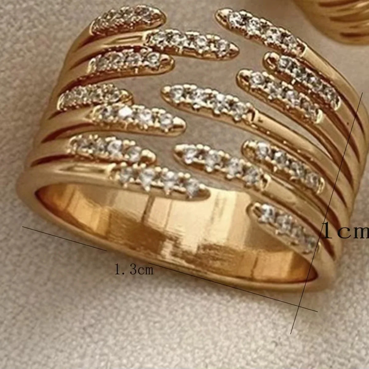 Asymmetric Rhinestone Splitting Wave Ring - Image 5