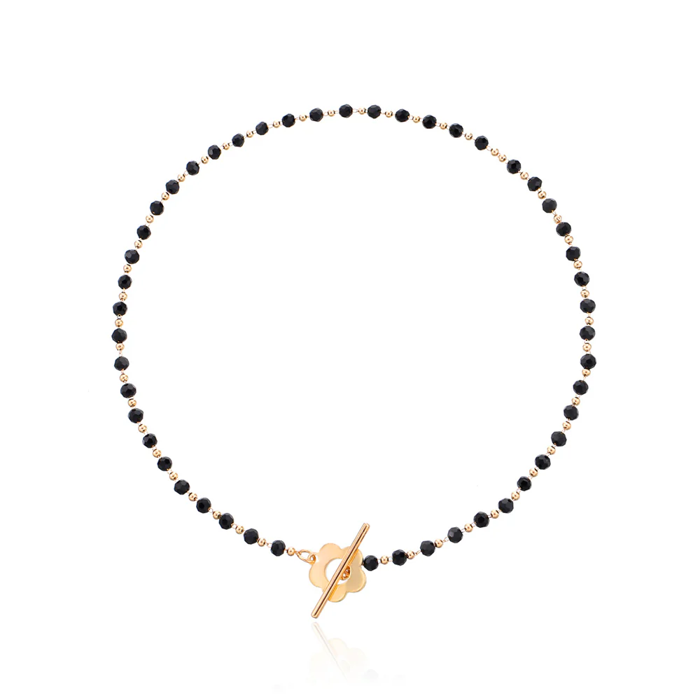 Black Bead Clover Toggle Choker - Image 3
