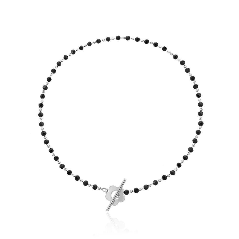 Black Bead Clover Toggle Choker - Image 4