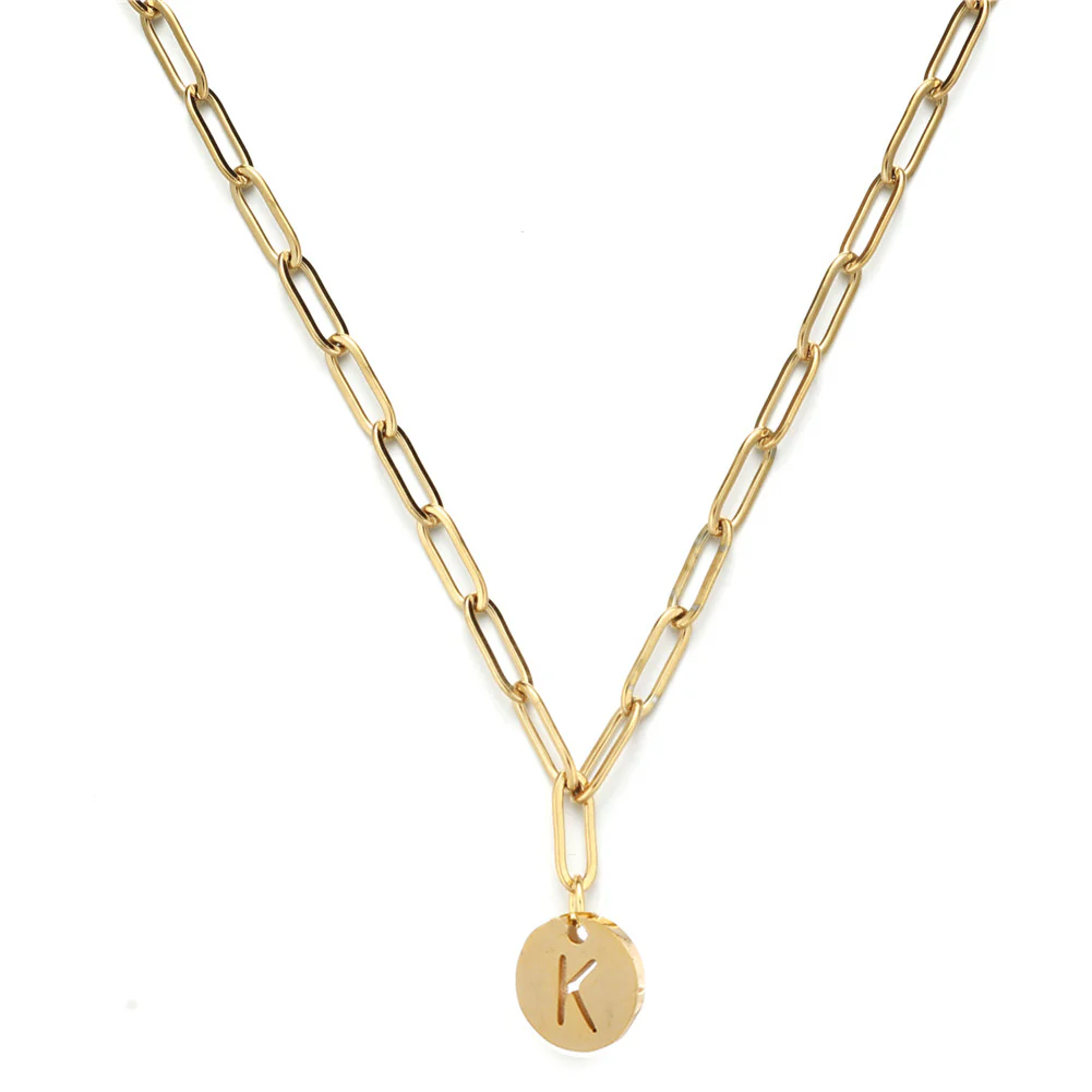 Chunky Initial Pendant Chain Necklace - Image 8