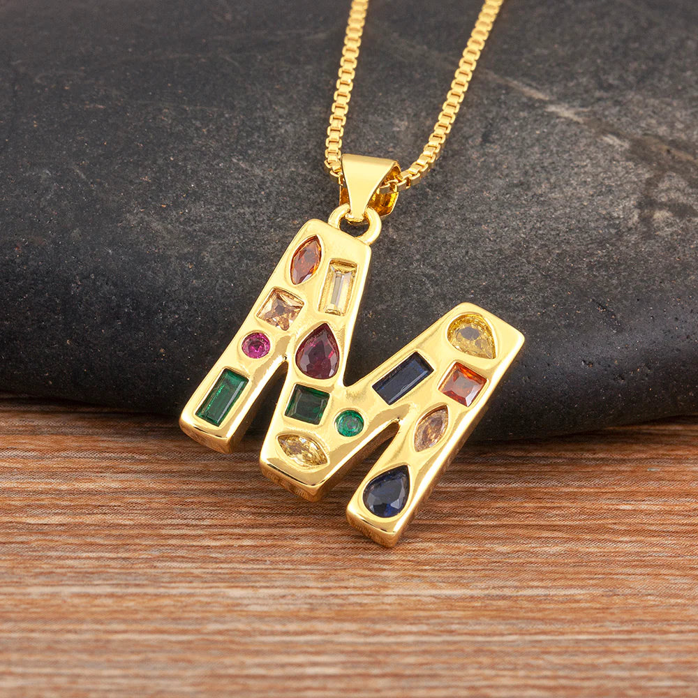 Colorful Gemstone Initial Pendant Necklace - Image 28