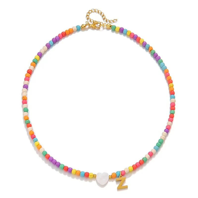 Colorful Initial Heart Necklace - Image 30