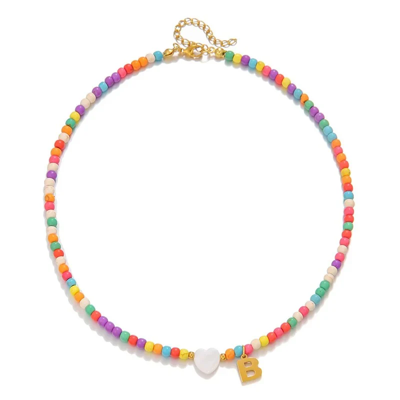 Colorful Initial Heart Necklace - Image 6