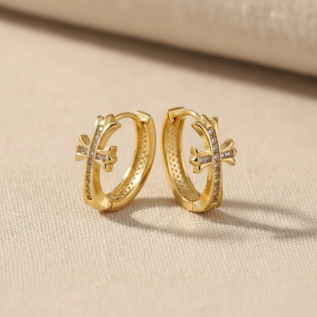 Cross Hoop Earrings - Image 8