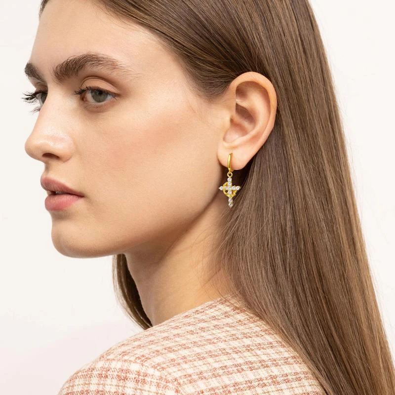 Crown Cross Earrings - Image 3