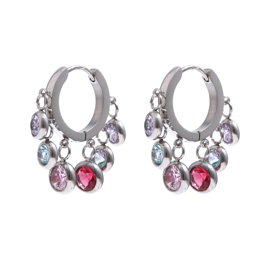 Crystal Dangle Hoop Earrings - Image 5