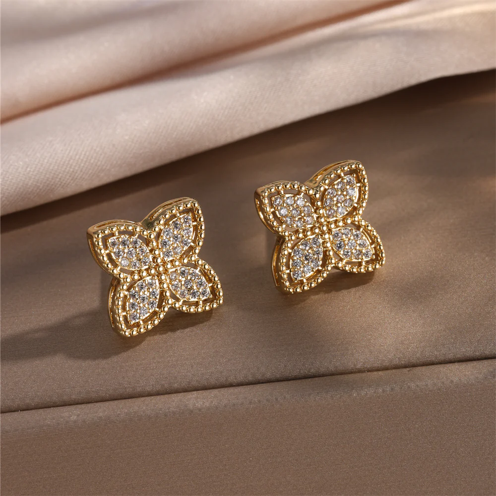 Crystal Pave Butterfly Stud Earrings