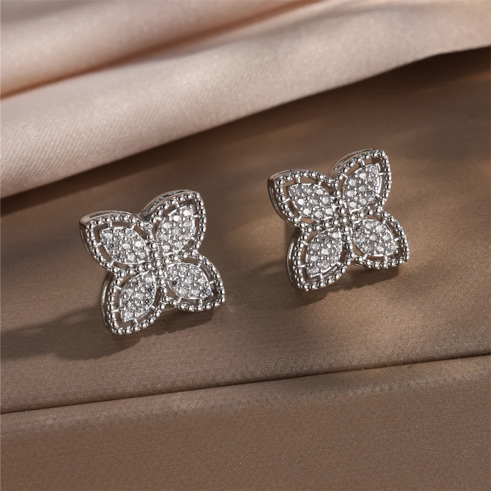 Crystal Pave Butterfly Stud Earrings - Image 2