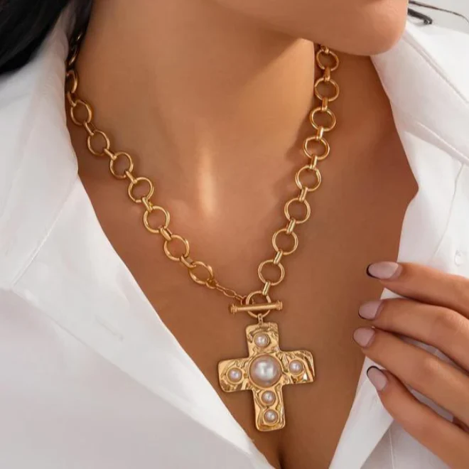 Dainty Cross Buckle Necklace - Image 6
