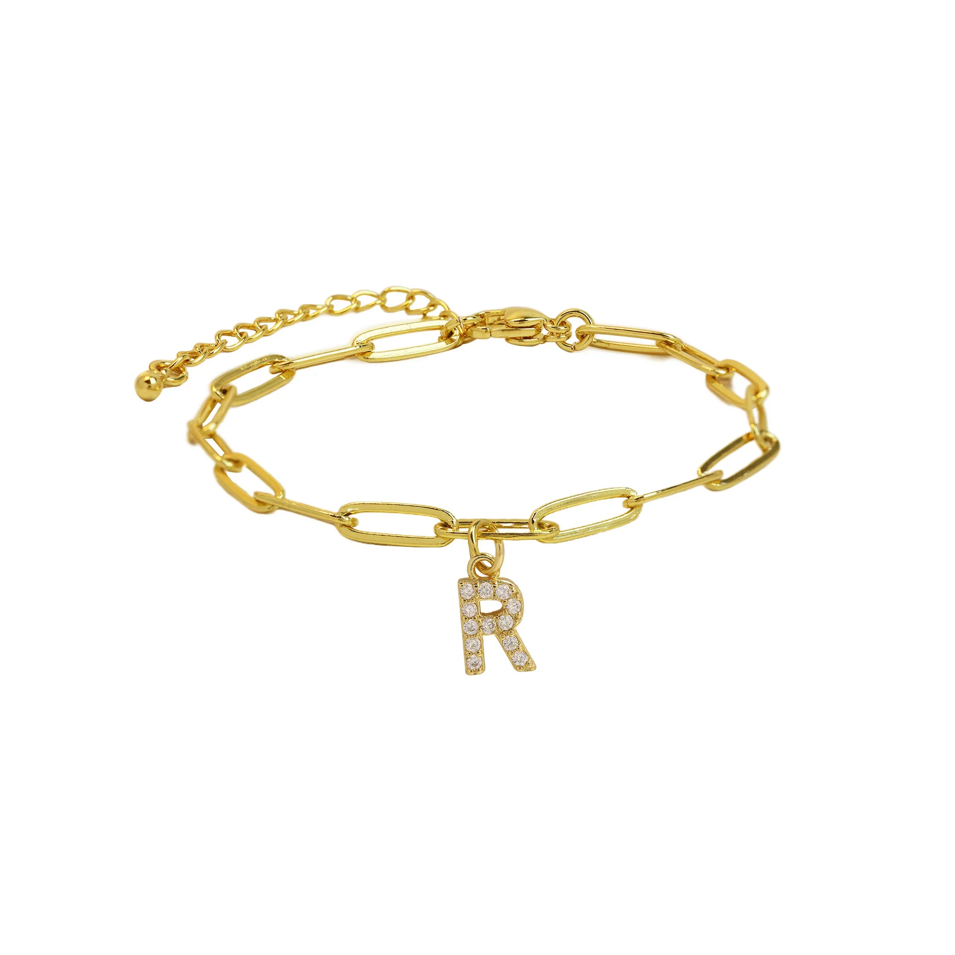 Dainty Paperclip Letter Initial Bracelet - Image 23