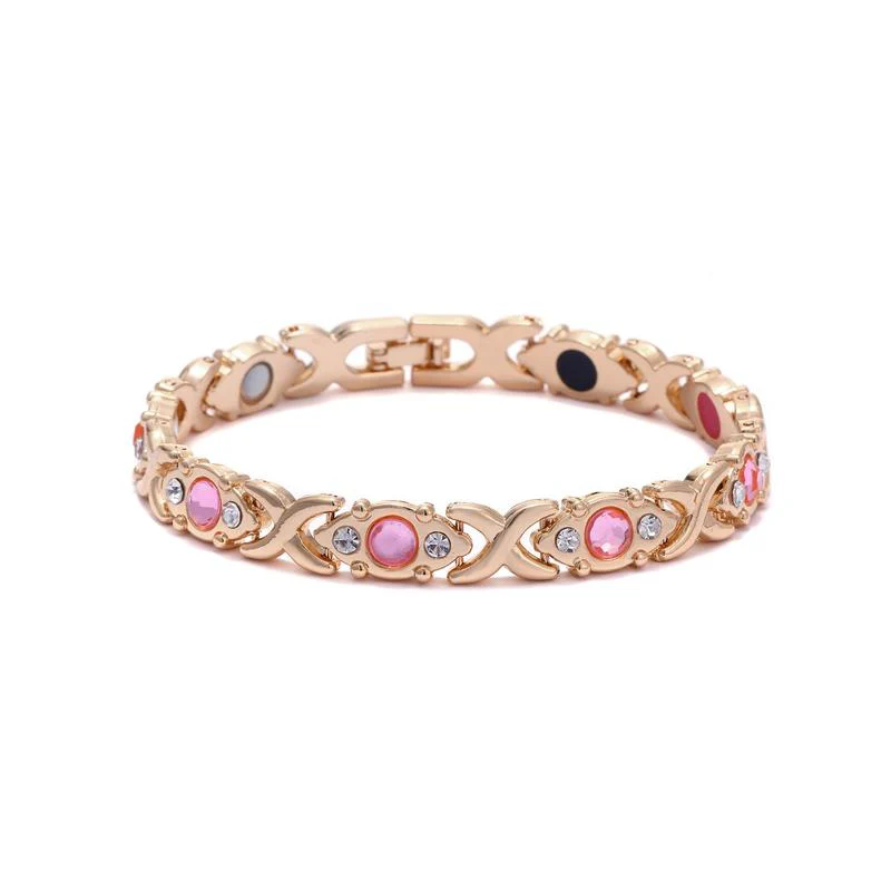 Dainty Pink Stone Copper Bracelet