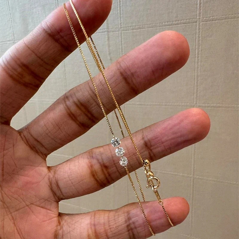 Delicate Three Stone Necklace - Image 6