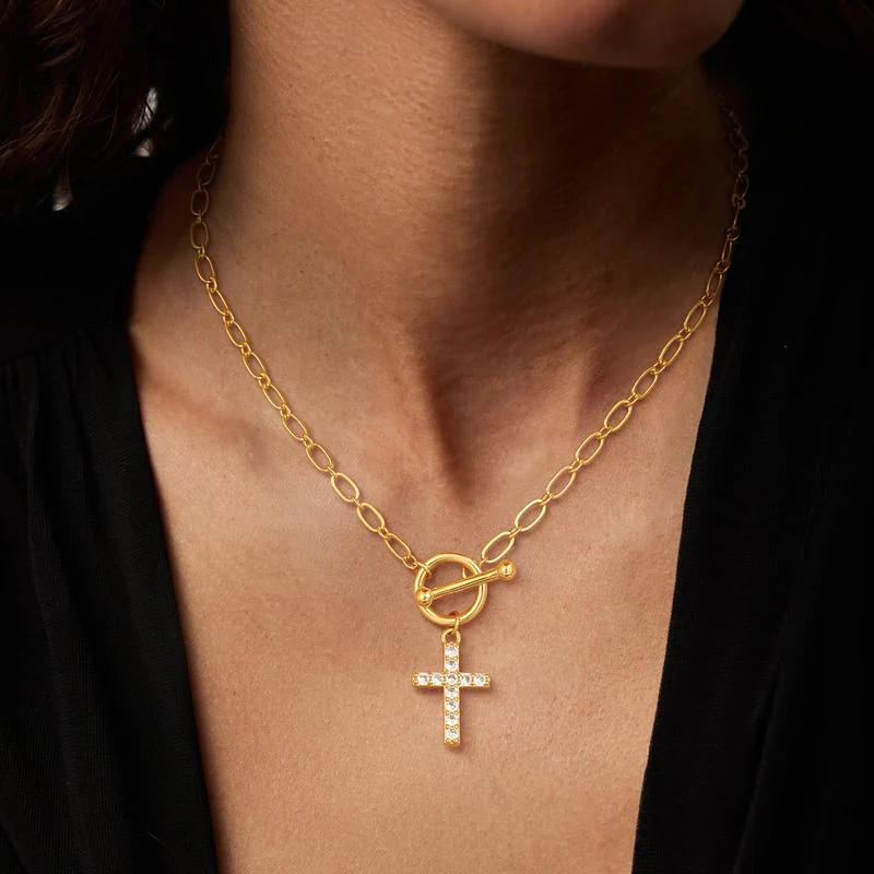 Diamond Toggle Cross Necklace - Image 4