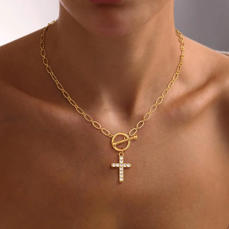 Diamond Toggle Cross Necklace - Image 9