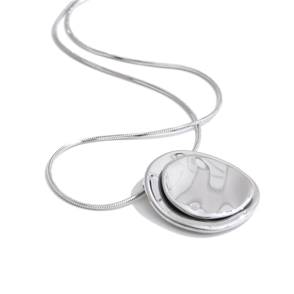 Double Flat Pebble Necklace - Image 2