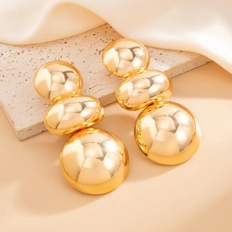 Exaggerated Geometric Ball Earrings - Image 3