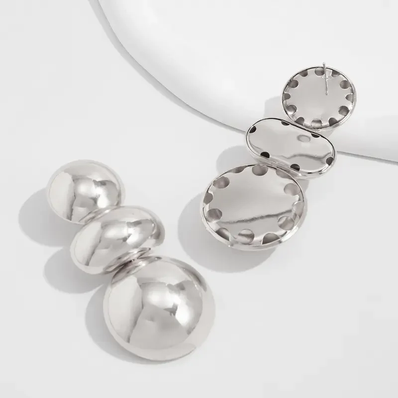 Exaggerated Geometric Ball Earrings - Image 4