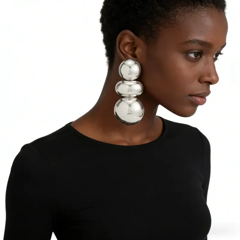 Exaggerated Geometric Ball Earrings - Image 8