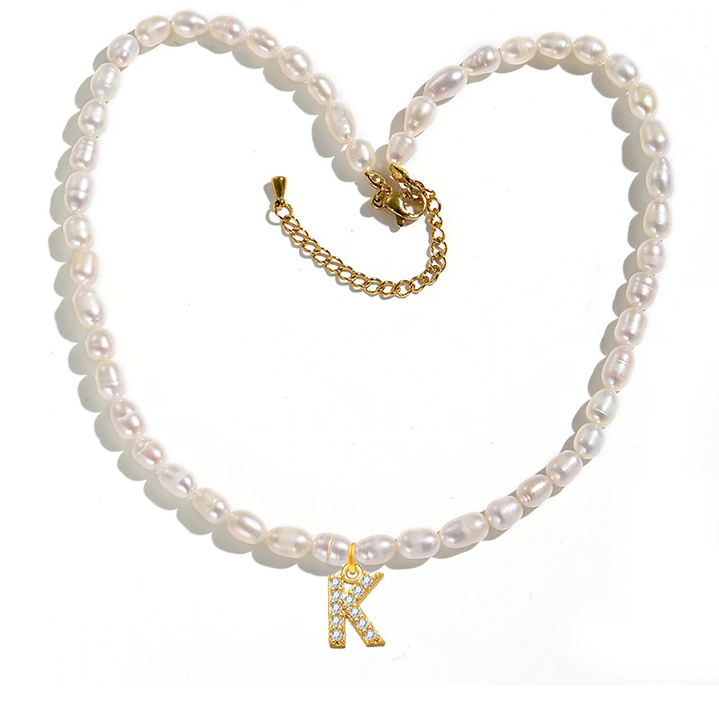 Freshwater Pearl Initial Pendant Necklace - Image 11