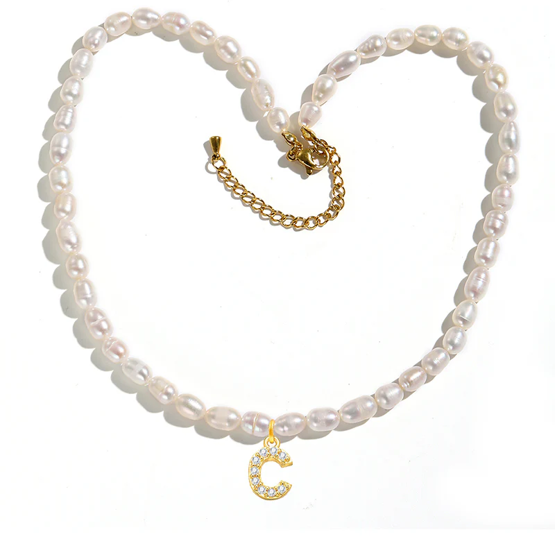 Freshwater Pearl Initial Pendant Necklace - Image 3