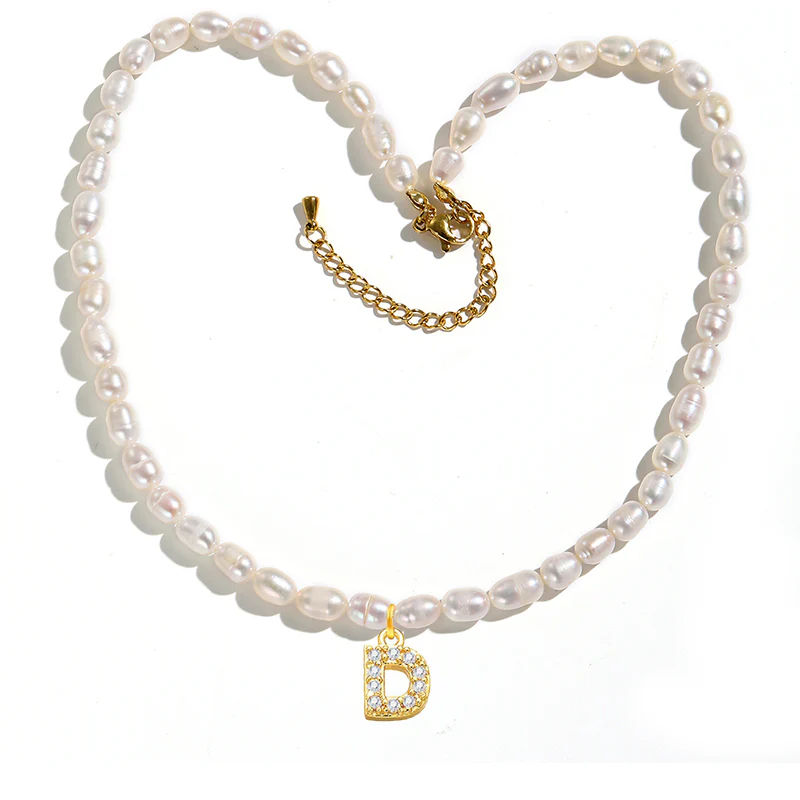 Freshwater Pearl Initial Pendant Necklace - Image 4