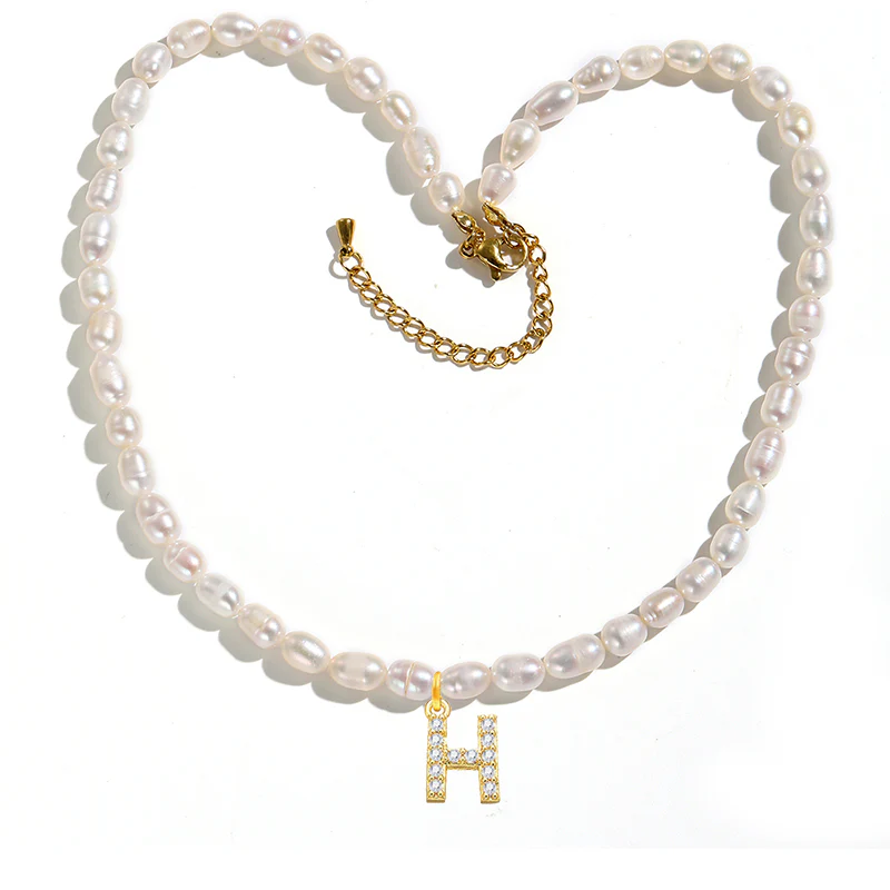 Freshwater Pearl Initial Pendant Necklace - Image 8