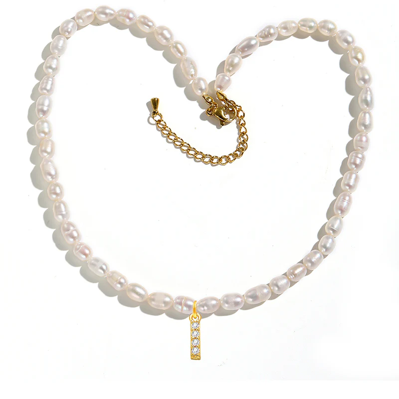 Freshwater Pearl Initial Pendant Necklace - Image 9