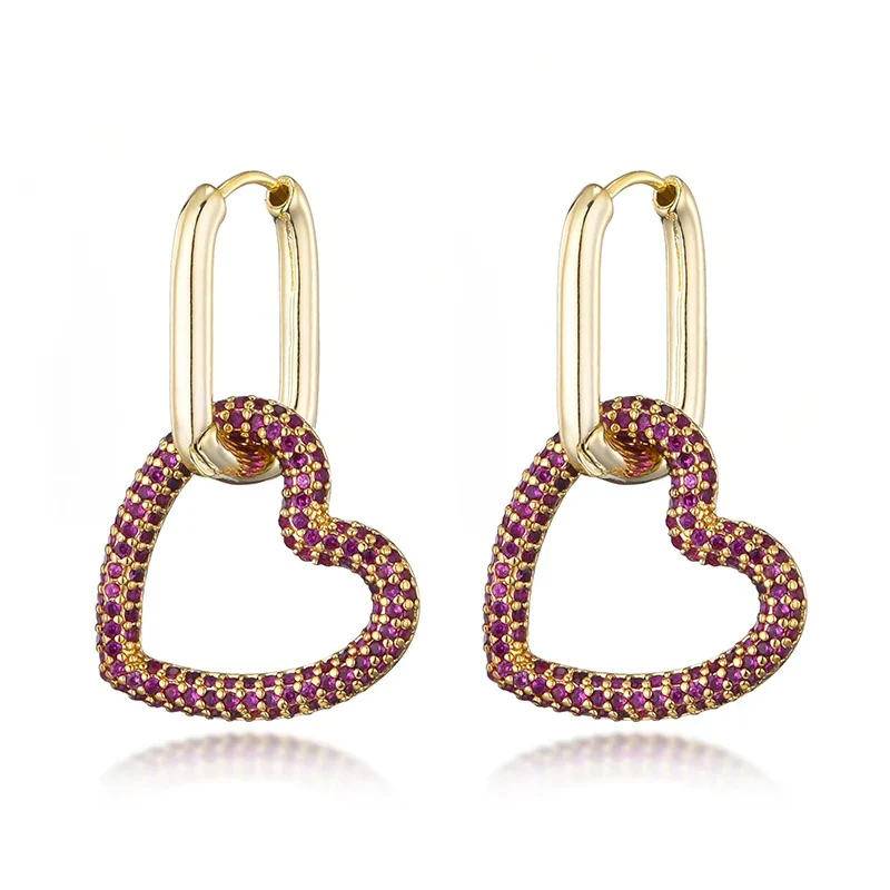 Geometric Hearts Hoop Earrings - Image 2